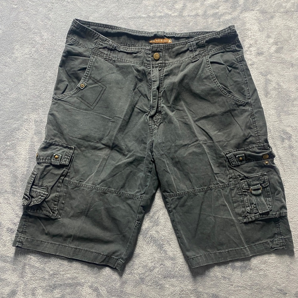 Marx & Dutch Mens 34 Cargo Shorts Black Cotton Multi Pocket Utility Rugged